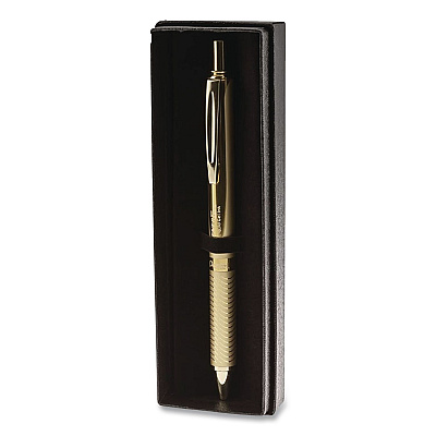 Pentel EnerGel Alloy Premium Gel Pen, Retractable, Medium 0.7 mm, Black Ink, Gold Barrel (BL407XBP)