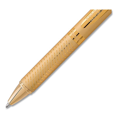 Pentel EnerGel Alloy Premium Gel Pen, Retractable, Medium 0.7 mm, Black Ink, Gold Barrel (BL407XBP)