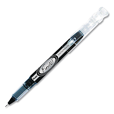 Pentel Finito! Porous Point Pen, Stick, Extra-Fine 0.4 mm, Black Ink, Black/Clear Barrel (SD98AEA)