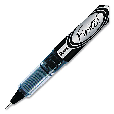 Pentel Finito! Porous Point Pen, Stick, Extra-Fine 0.4 mm, Black Ink, Black/Clear Barrel (SD98AEA)