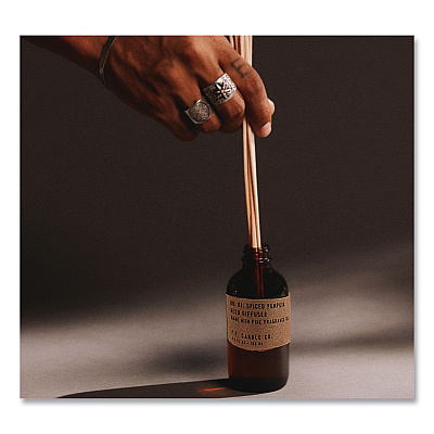 P.F. Candle Co. Reed Diffuser, Spiced Pumpkin, 3.5 oz, 4.25" Bottle, 9" Reeds, Amber (RD1)