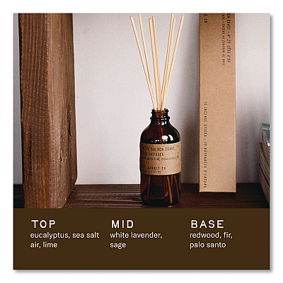 P.F. Candle Co. Reed Diffuser, Golden Coast, 3.5 oz, 4.25" Bottle, 9" Reeds, Amber (RD21)