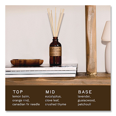 P.F. Candle Co. Reed Diffuser, Arroyo Oak, 3.5 oz, 4.25" Bottle, 9" Reeds, Amber (RD37)