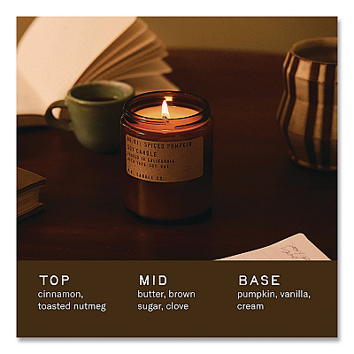 P.F. Candle Co. Soy Jar Candle, Spiced Pumpkin, 50 Hours Burn Time, 7.2 oz, Amber (SC1)