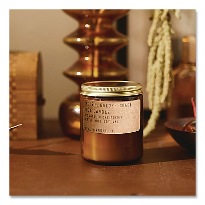 P.F. Candle Co. Soy Jar Candle, Golden Coast, 50 Hour Burn Time, 7.2 oz, Amber (SC21)