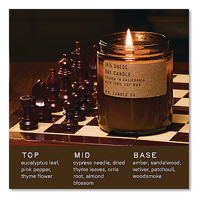 P.F. Candle Co. Soy Jar Candle, Iris Suede, 50 Hour Burn Time, 7.2 oz, Amber (XC23)