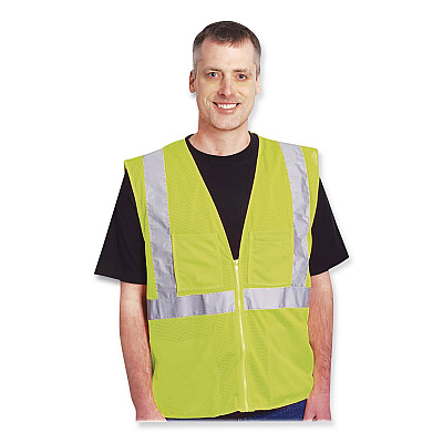 PIP Safety Vests, Polyester, 3X-Large, Lime Yellow (3020702ZLY3X)