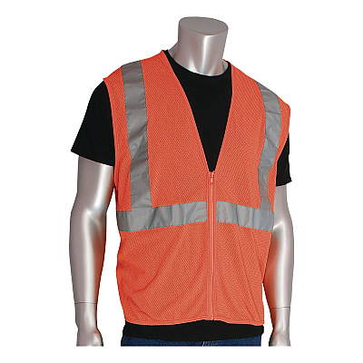 PIP Safety Vests, Polyester, Medium, Orange (302MVGZORM)