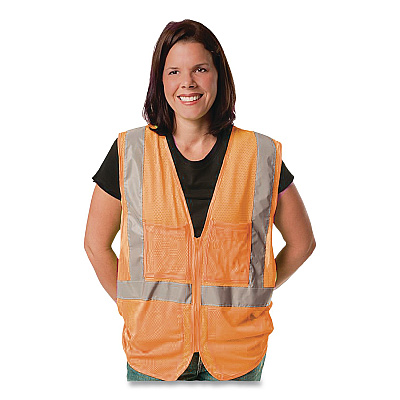 PIP Safety Vests, Polyester, Medium, Orange (302MVGZORM)