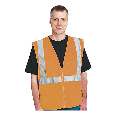 PIP Safety Vests, Polyester, Medium, Orange (302MVGZORM)
