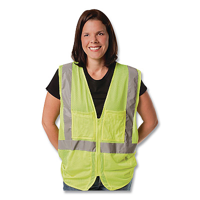 PIP Safety Vests, Polyester, 3X-Large, Lime Yellow (3020702ZLY3X)