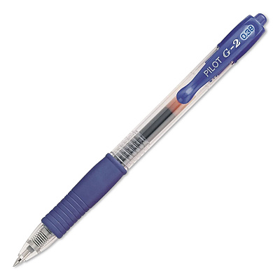 Pilot G2 Edge Premium Gel Pen, Retractable, Ultra Fine 0.38 mm, Blue Ink, Clear/Blue Barrel, 5/Pack (18203)