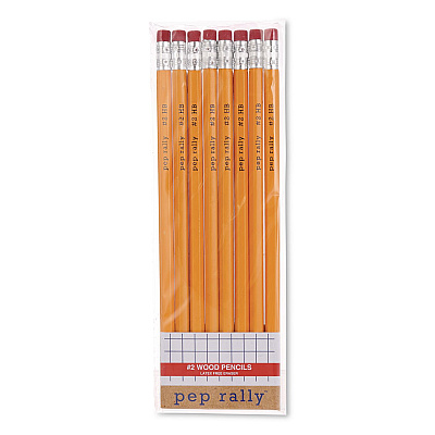 Pep Rally Wooden Pencil, 2.1 mm, #2 Medium Lead, Yellow Barrel, 8/Pack (59803US)