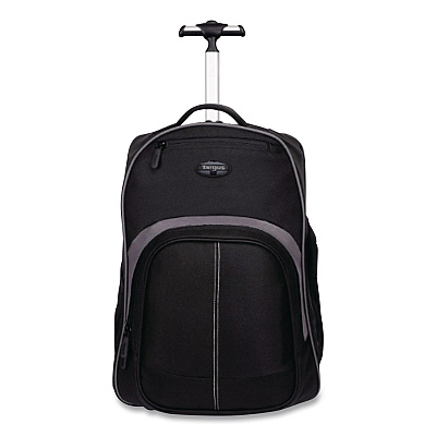 Targus Compact Rolling Backpack, Fits PC Laptops Up to 16" and MacBook Pros Up to 17", 13.8" x 9" x 19", Black (TSB750US)