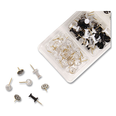 U Brands Moroccan Monochrome Push Pins, Assorted Colors, 100/Pack (2996U0624)