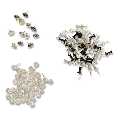 U Brands Moroccan Monochrome Push Pins, Assorted Colors, 100/Pack (2996U0624)