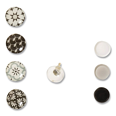 U Brands Moroccan Monochrome Push Pins, Assorted Colors, 100/Pack (2996U0624)