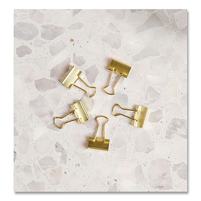 U Brands Small Binder Clips, Gold, 12 Clips/Pack, 6 Packs/Box (3595U0624BX)