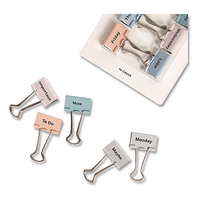 U Brands Task On Hand Medium Binder Clips, Assorted Labels/Colors, 10/Pack (5062U0832)