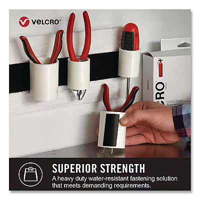 Velcro ECO Collection Industrial Strips, 1.75" x 3", Black, 2/Pack (VEL30189USA)