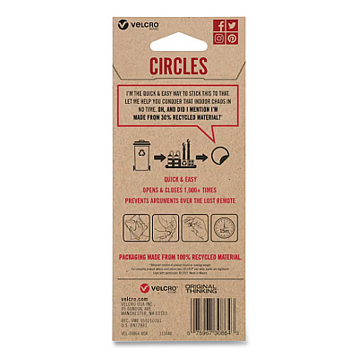 Velcro ECO Collection Dots Fastener, 0.75", White, 10/Pack (VEL30864USA)