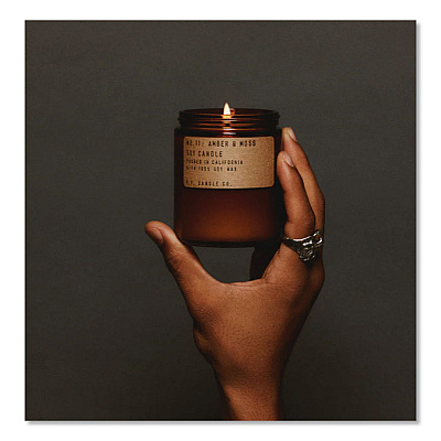 P.F. Candle Co. Soy Jar Candle, Amber and Moss, 50 Hour Burn Time, 7.2 oz, Amber (SC11)
