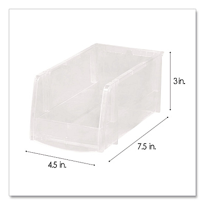 Staples Stackable Storage Bin, 0.38 L, 3 x 4.5 x 7.5, Clear (200518)