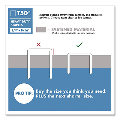 T50 Heavy Duty Staples, 0.25" Leg, 0.38" Crown, Silver, 1,250/Box (504BX)
