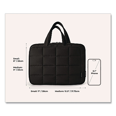 SpaceSaver Puffy Toiletry Bag, 4.75 x 11 x 8, Black (0108061AS273)
