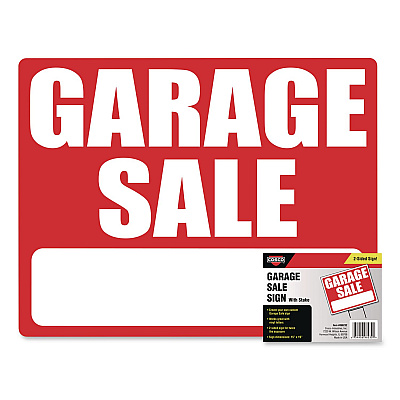 COSCO Garage Sale Sign Kit, 19 x 15, Red/White (098232)