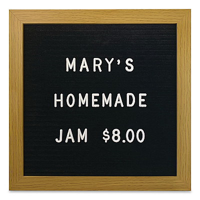 COSCO Message Letter Board, 10 x 10, Black Surface, Brown Wood Frame (098522)