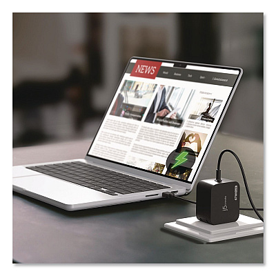 j5create GaN 67 W USB-C Mini Charger with 4.5 mm Converter, Black (JUP1565)