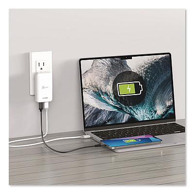 j5create 65 W USB-C Two-Port GaN PD Charger, White (JUP2465)