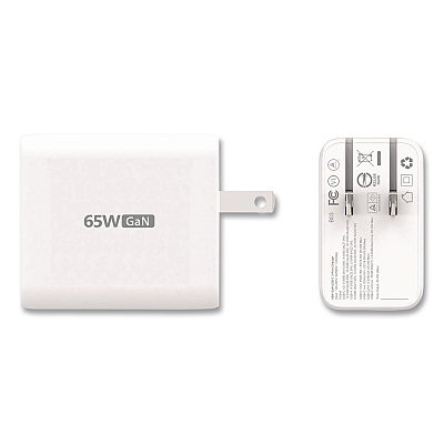 j5create 65 W GaN USB-A/USB-C Three-Port Charger, White (JUP3365)