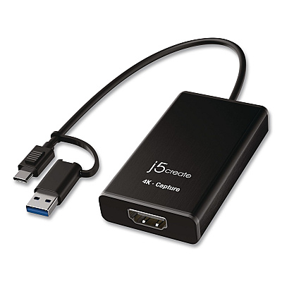 j5create USB-C to HDMI Video Adapter, HDMI/USB-A/USB-C, 7.87", Black (JVA11)