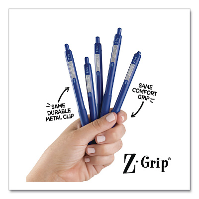 Zebra Z-Grip Ballpoint Pen, Retractable, Medium 1 mm, Blue Ink and Barrel, 24/Pack (20324)