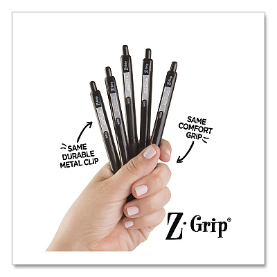 Zebra Z-Grip Ballpoint Pen, Retractable, Medium 1 mm, Black Ink and Barrel, 48/Pack (20418)