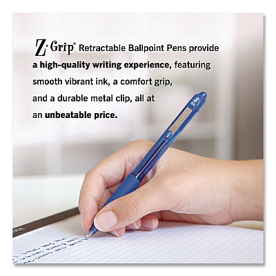 Zebra Z-Grip Ballpoint Pen, Retractable, Medium 1 mm, Blue Ink and Barrel, 48/Pack (20428)