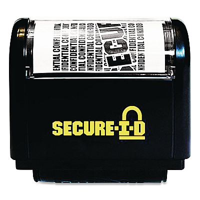 COSCO Secure I-D Confidential Roller Stamp, Obscures Area 1.5"w x Adjustable Length, Black Ink (035673)