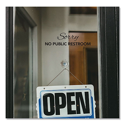 COSCO Sorry No Public Restroom Sign, 9 x 3, Clear (098578)