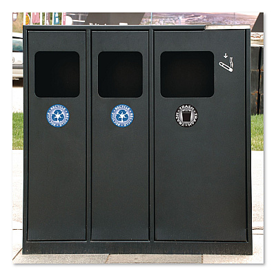 COSCO RECYCLE and TRASH Decals, 4" Diameter, Black/Blue, 2/Pack (098594)