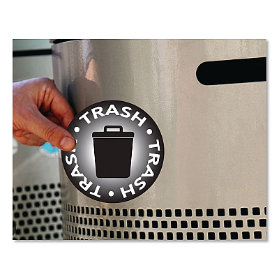 COSCO RECYCLE and TRASH Decals, 4" Diameter, Black/Blue, 2/Pack (098594)