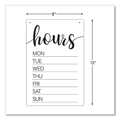 COSCO Dry Erase Business Hours Spa Style Sign, White 8 x 12 Surface (098644)