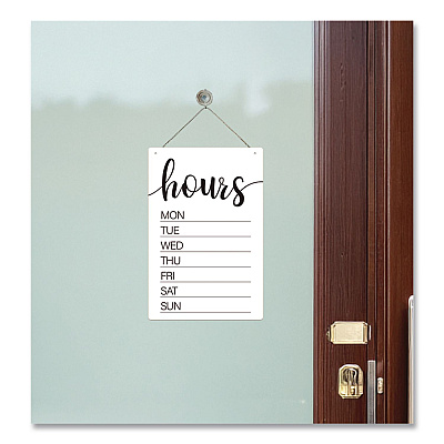 COSCO Dry Erase Business Hours Spa Style Sign, White 8 x 12 Surface (098644)