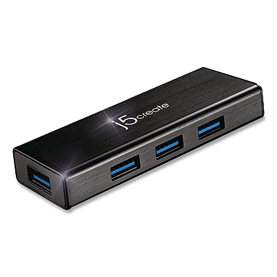 j5create Sub 3.0 4-Port Mini Hub, Black (JUH340)