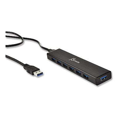 j5create 7-Port USB 3.0 Hub, Black (JUH377)