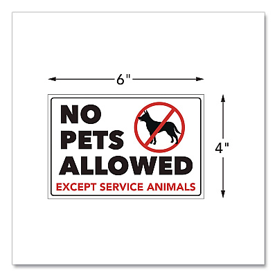 COSCO No Pets Allowed Except Service Animals Sign Decal, 6 x 4, Black/Red Graphics (098634)