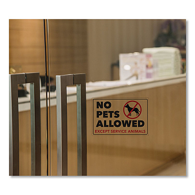 COSCO No Pets Allowed Except Service Animals Sign Decal, 6 x 4, Black/Red Graphics (098634)