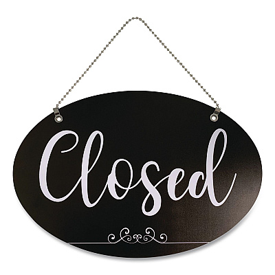 COSCO Open/Close Spa Style Indoor Sign, 12 x 8, Black/White (098642)