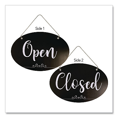 COSCO Open/Close Spa Style Indoor Sign, 12 x 8, Black/White (098642)